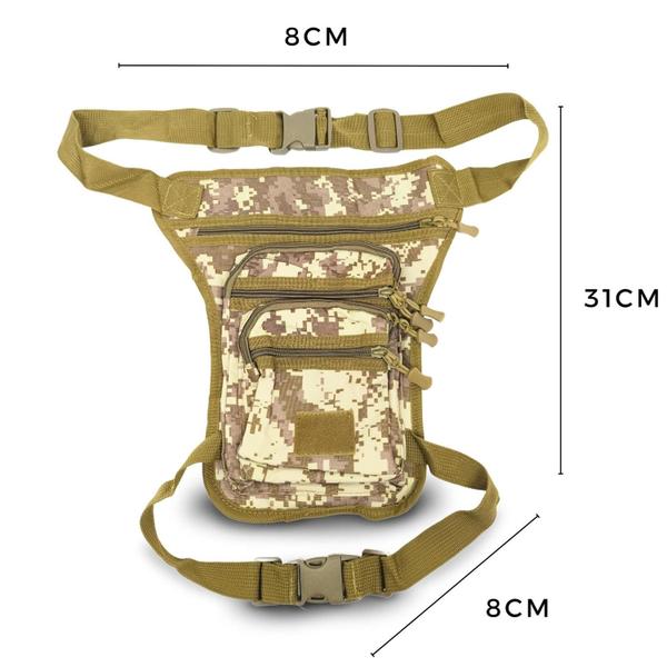 Imagem de Pochete de Perna Bolsa Cartucheira Tática Camuflada Reforçada Motoqueiro Militar Multiuso Bag Trilha Camping Bornal Masculina