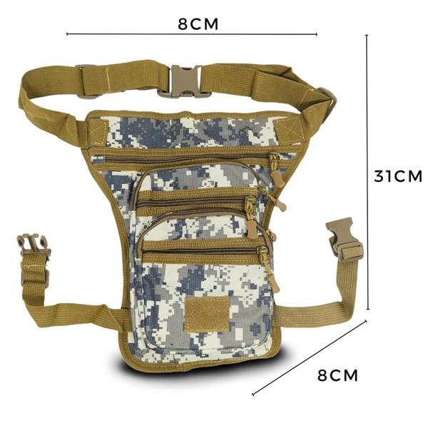 Imagem de Pochete de Perna Bolsa Cartucheira Tática Camuflada Reforçada Motoqueiro Militar Multiuso Bag Trilha Camping Bornal Masculina