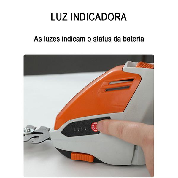 Imagem de Podador Aparador de Cerca Viva Arbusto Arvore Grama 2 Laminas Sem Fio Eletrico Recarregavel Multiuso Resistente Potente Seguro