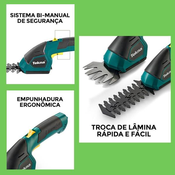 Imagem de Podador Cerca Viva Tekna Cc10B Bat 7,2V 1500 Mah + Tesoura