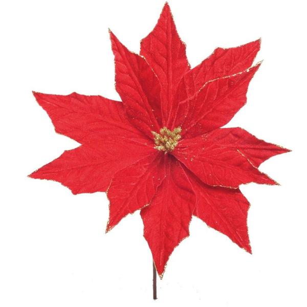 Poinsetia decorativa vermelha e dourada - Cromus Imagem de Poinsetia decorativa vermelha e dourada