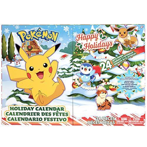 Imagem de Pokemon 2022 Calendário do Advento de Férias para Crianças, 24 Peças Playset - Conjunto Inclui Pikachu, Eevee, Jigglypuff e Mais - 16 Figuras de Personagens de Brinquedo e 8 Acessórios de Natal - Idades 4+