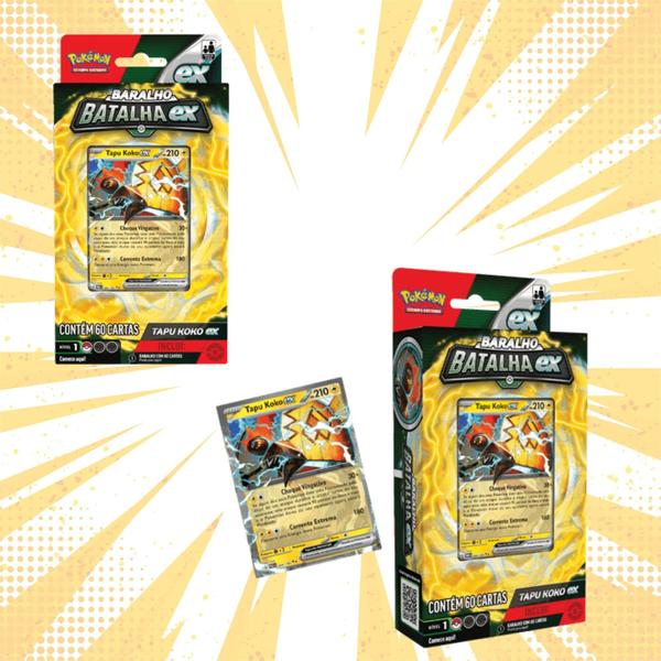 Imagem de Pokemon 2x Decks Batalha EX Tapu Koko e Folhas Ferreas Copag - 34711