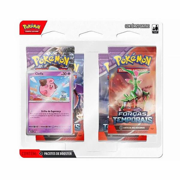 Pokémon Blister Quadruplo Escarlate e Violeta Forças Temporais Cleffa 188-41152 33974 - Copag Imagem de Pokémon Blister Quadruplo Escarlate e Violeta Forças Temporais Cleffa 188-41152 33974 - Copag
