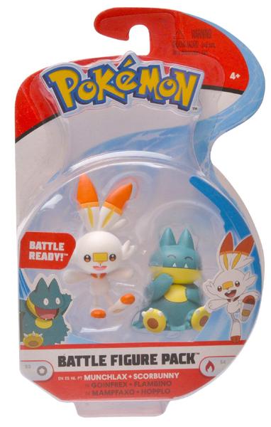 Imagem de Pokemon New Sword and Shield Battle Action Figure 2 Pack - Munchlax e Scorbunny 2" Figuras