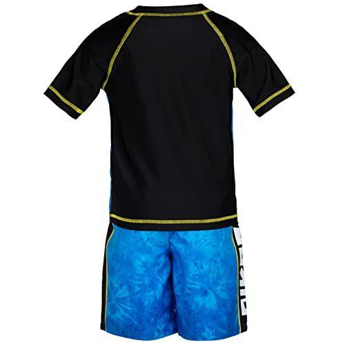 Imagem de Pokemon Pikachu Little Boys Raglan Swim Rash Guard Swim Trunks Set Blue/Black 4