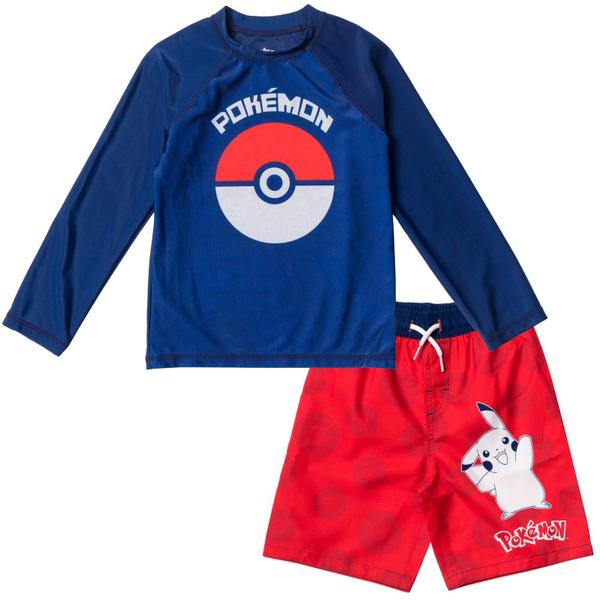 Imagem de Pokemon Pikachu Little Boys Rash Guard e calções de banho Blu