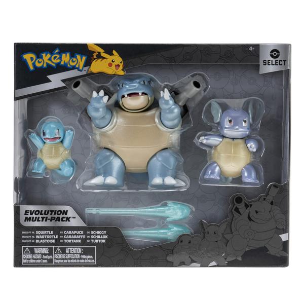 Imagem de Pokemon Select Evolution 3 Pack - Apresenta Squirtle de 2 Polegadas, Wartortle de 3 Polegadas e Figuras de Batalha Blastoise de 4,5 polegadas - Detalhes autênticos