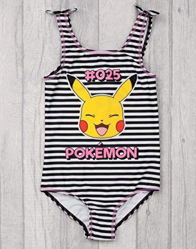 Imagem de Pokemon Swimsuit Meninas Pikachu Preto & Branco Fantasia de Natação Crianças 5-6 Anos