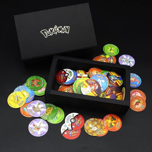 Imagem de Pokémon Tazos 1ª e 2ª Geração - 100/160 Peças 3D (Cartões Quadrados e Redondos) + Álbum