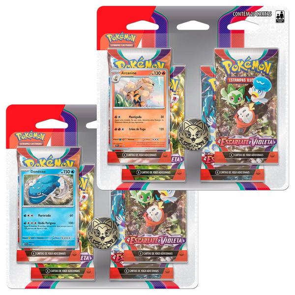 Imagem de Pokémon TCG: SV1 Escarlate e Violeta 2 Quad Pack - Arcanine e Dondozo + 2 Triple Pack - Spidops e Espathra