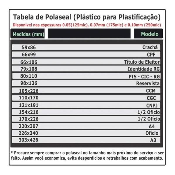 Imagem de Polaseal para Plastificação Ofício 226x340x0,05mm 100un