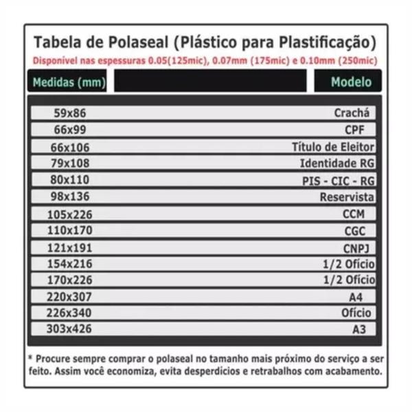 Imagem de Polaseal Para Plastificação Ofício 226x340x0,10mm 20un