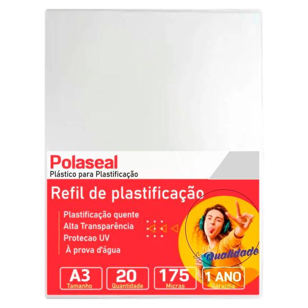 Imagem de Polaseal plástico para plastificação a3 303x426x0,07mm 20un