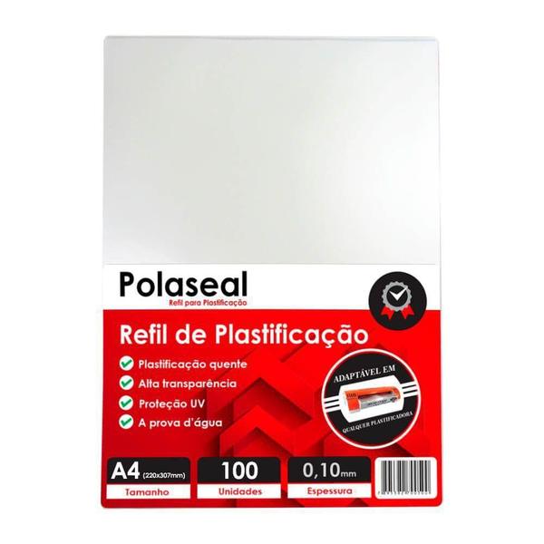 Imagem de Polaseal Plástico para Plastificação A4 220x307x0,10mm 100un