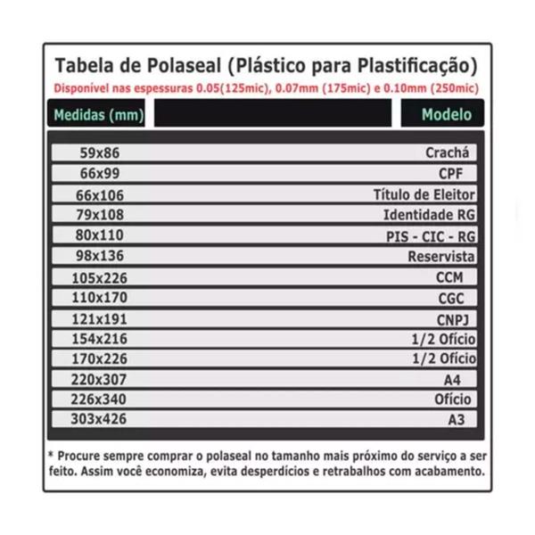 Imagem de Polaseal Plástico Para Plastificação A4 220x307x0,10mm 20un