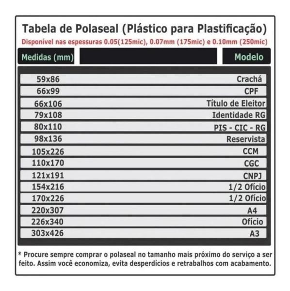 Imagem de Polaseal Plástico Para Plastificação CGC 110X170X0,05 100UN