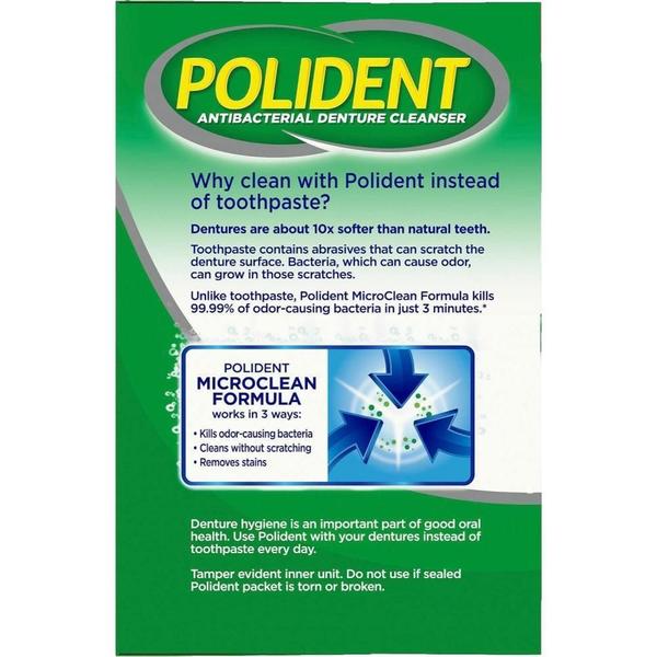 Imagem de Polident Limpeza De Dentaduras Antibacteriano Menta -120Unid