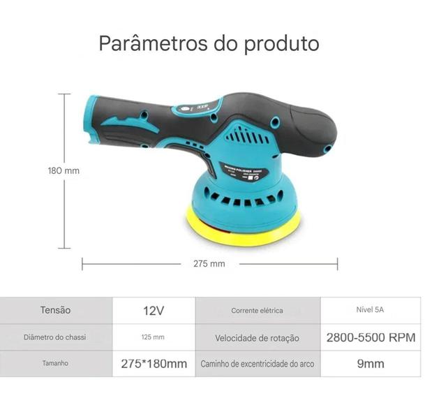 Imagem de Polidor De Carro Sem Fio Multifuncional Portátil Politriz