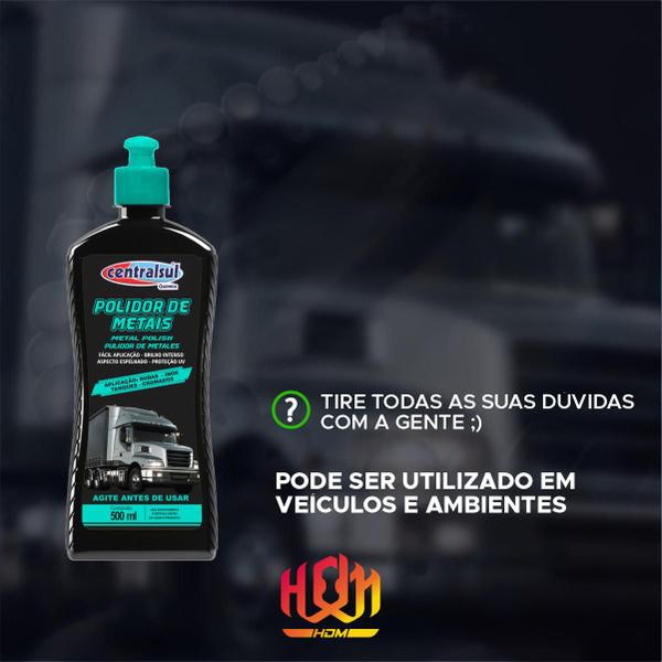 Polidor Metais Automotivo Líquido 500ML Inox Prata Aço - CENTRALSUL Imagem de Polidor Metais Automotivo Líquido 500ML Inox Prata Aço