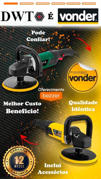 Imagem de Politriz Angular DWT 1300W 7Pol PAD 1307 + 7 Acessórios Disco de 5 e 7 pol 600 a 3000 Rpm