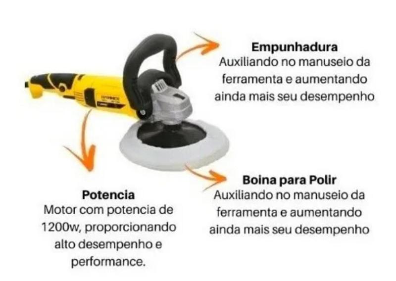 Imagem de Politriz Automotiva Profissional 1200w Angular Elétrica C/nf