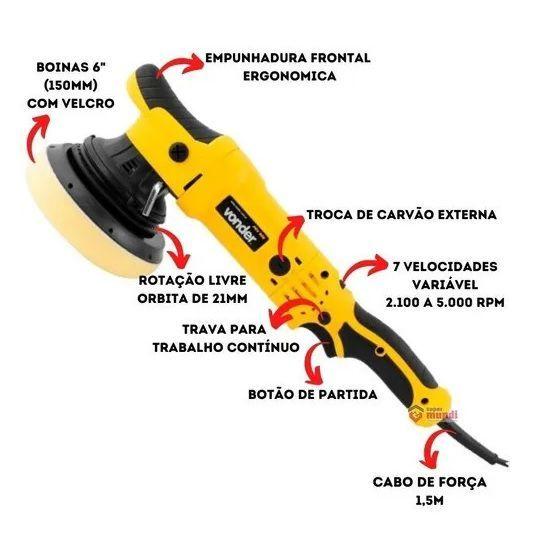 Imagem de Politriz Roto Orbital 6 Pol. 150mm 900w 127v VONDER PRV-906