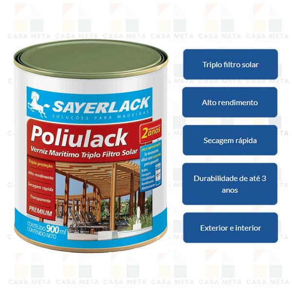 Poliulack Marítimo Premium Verniz Transparente Brilhante 900ml - Sayerlack Imagem de Poliulack Marítimo Premium Verniz Transparente Brilhante 900ml