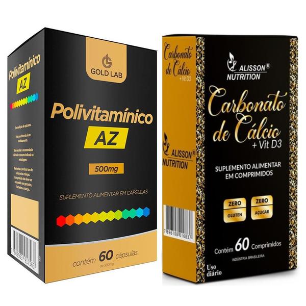 Imagem de Polivitamínico Az 60 cápsulas + Carbonato de Calcio 60 comprimidos Alisson Nutrition