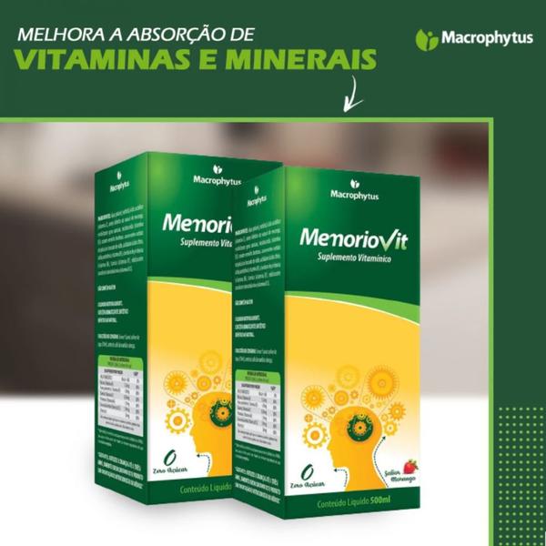 Imagem de Polivitaminico Memoriovit Macrophytus 500ml Sabor Morango- 3 Unidades  Macropytus 