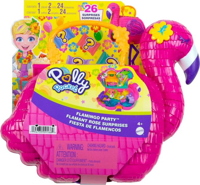 Imagem de Polly Pocket Playset Compacto Festa Flamingo - 26 Surpresas e Função Troca & Combina