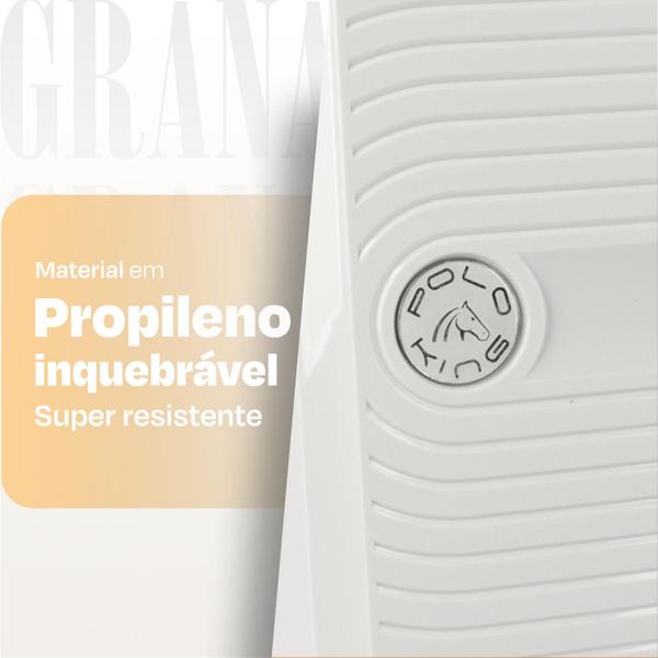 Imagem de Polo King Mala de Viagem Grande 23kg Polipropileno, Expansível, Cadeado Integrado, Rodas Duplas 360 Silenciosas - Granada Branco