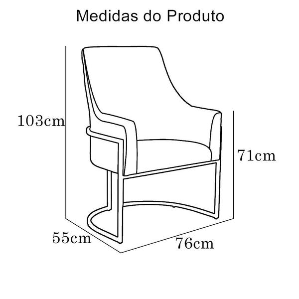 Imagem de Poltona Vick Base Metálica Dourada Suede Azul Marinho - Vallisa Decor