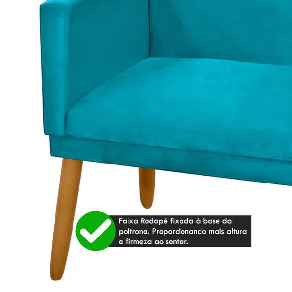 Imagem de Poltrona 2 Lugares para Sala de Estar Namoradeira Nina Suede Azul Turquesa