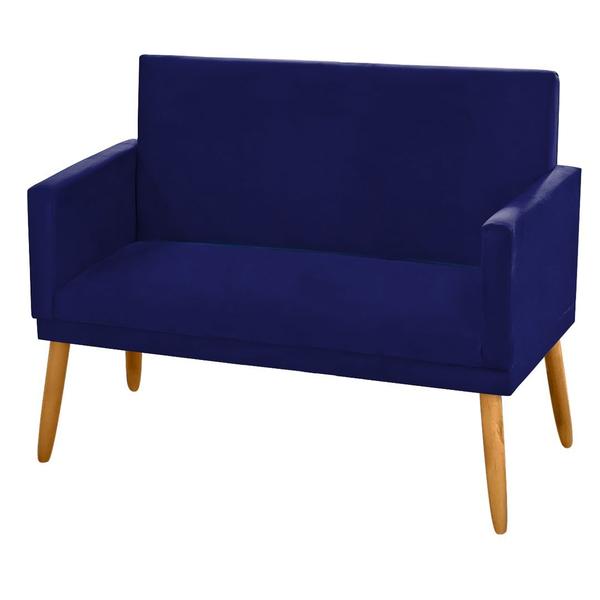 Imagem de Poltrona 2 Lugares Simples para Sala Decorativa Suede Azul Marinho