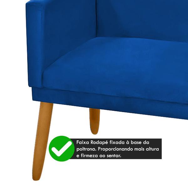 Imagem de Poltrona 2 Lugares Simples para Sala Decorativa Suede Azul Royal