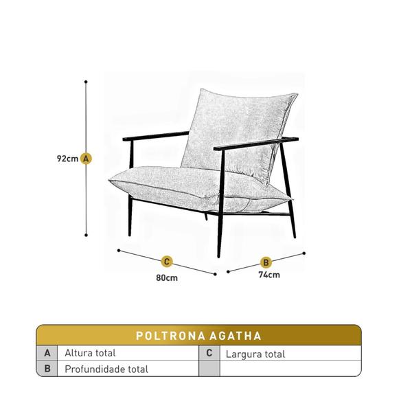 Imagem de Poltrona Agatha Luxo Metal Industrial Castellar Móbile