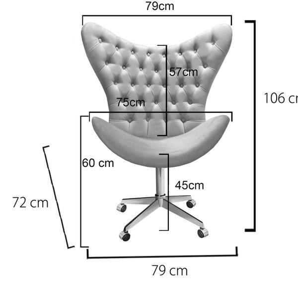 Imagem de Poltrona Alice Strass Cadeira Egg Capitonê Giratória com Rodízios Recepção, Escritório