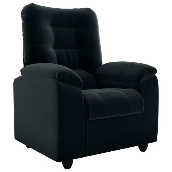 Poltrona Almofadada Reclinável Bristol Veludo Preto - Mais de Casa Imagem de Poltrona Almofadada Reclinável Bristol Veludo Preto