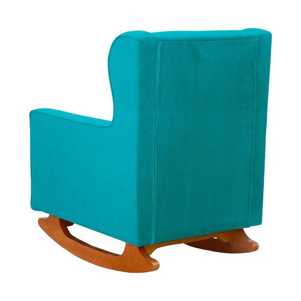 Imagem de Poltrona Amamentação Balanço Aurora Suede Azul Turquesa - LM DECOR