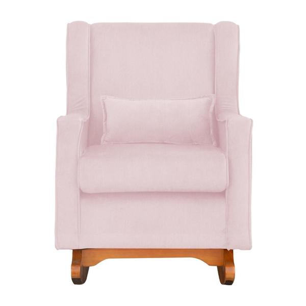 Imagem de Poltrona Amamentação Balanço Aurora Suede Rosa Bebe - LM DECOR