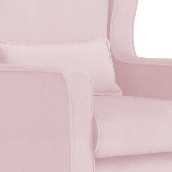 Imagem de Poltrona Amamentação Balanço Aurora Suede Rosa Bebe - LM DECOR