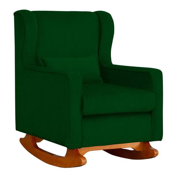 Imagem de Poltrona Amamentação Balanço Aurora Suede Verde - LM DECOR