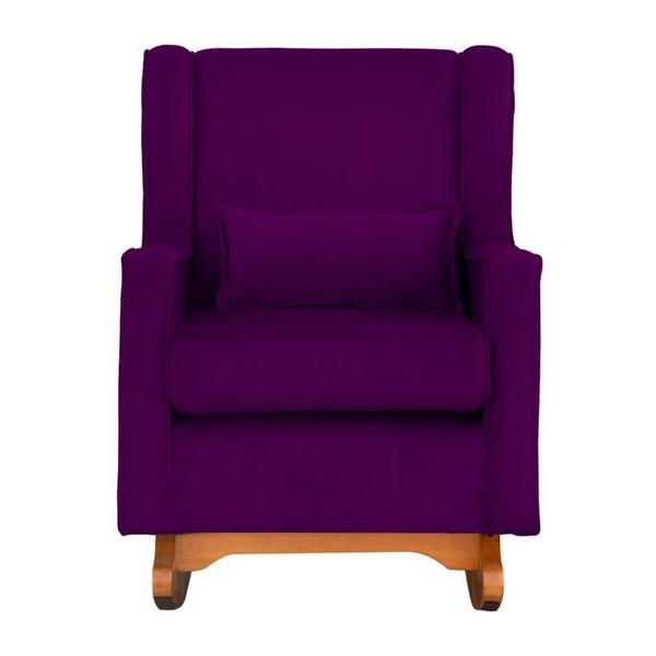 Imagem de Poltrona Amamentação Balanço Aurora Veludo Roxo - LM DECOR