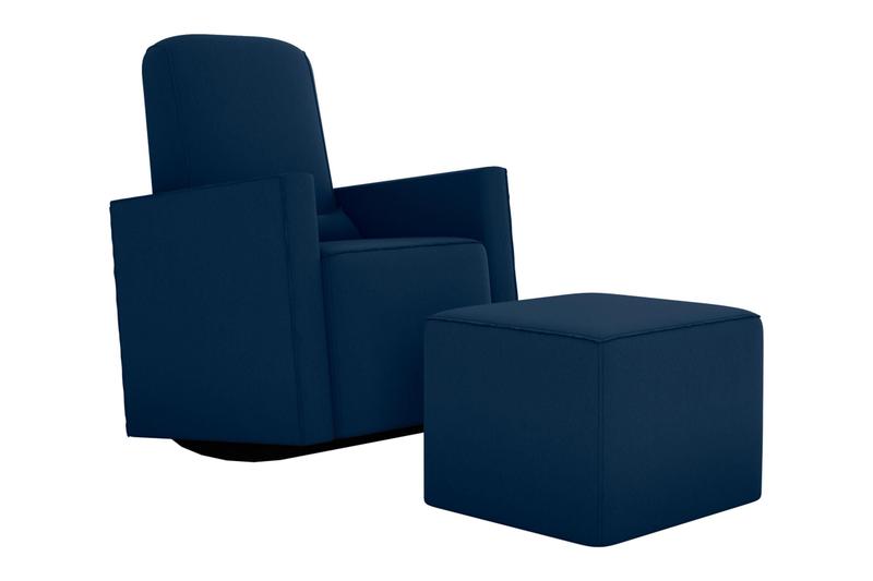 Imagem de Poltrona Amamentação Balanço C/Puff Annecy Suede Azul B254 - Matrix