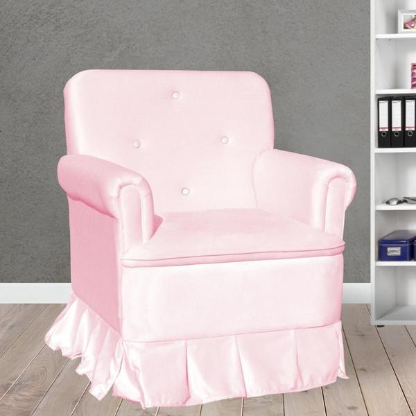 Imagem de Poltrona Amamentação Com Puff Laura Suede Rosa Bebe - LM DECOR