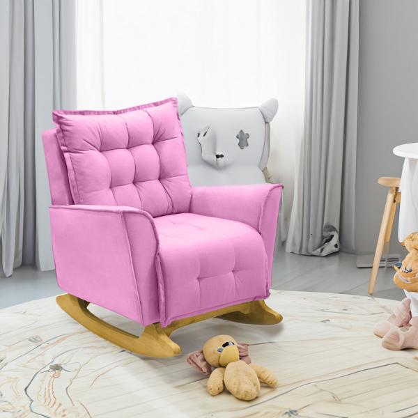 Poltrona Amamentação De Balanço Helena + Puff Veludo Quarto Bebê - Navega Móveis Imagem de Poltrona Amamentação De Balanço Helena + Puff Veludo Quarto Bebê