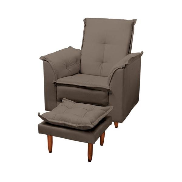 Poltrona Amamentação e Puff Luna Suede Cappuccino Pés Palito Tana Decor - NewBelle Decor Imagem de Poltrona Amamentação e Puff Luna Suede Cappuccino Pés Palito Tana Decor