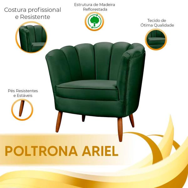 Imagem de Poltrona Ariel Petala Decorativa com Pés de Madeira Shop das Cabeceiras