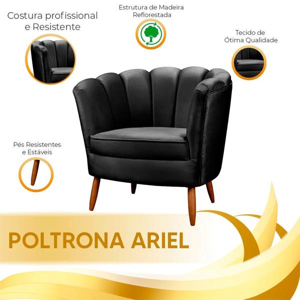 Imagem de Poltrona Ariel Petala Decorativa com Pés de Madeira Speciale Home